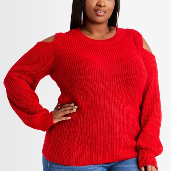 Cold Shoulder Knot Back Sweater (NWT) - Picture 2 of 4